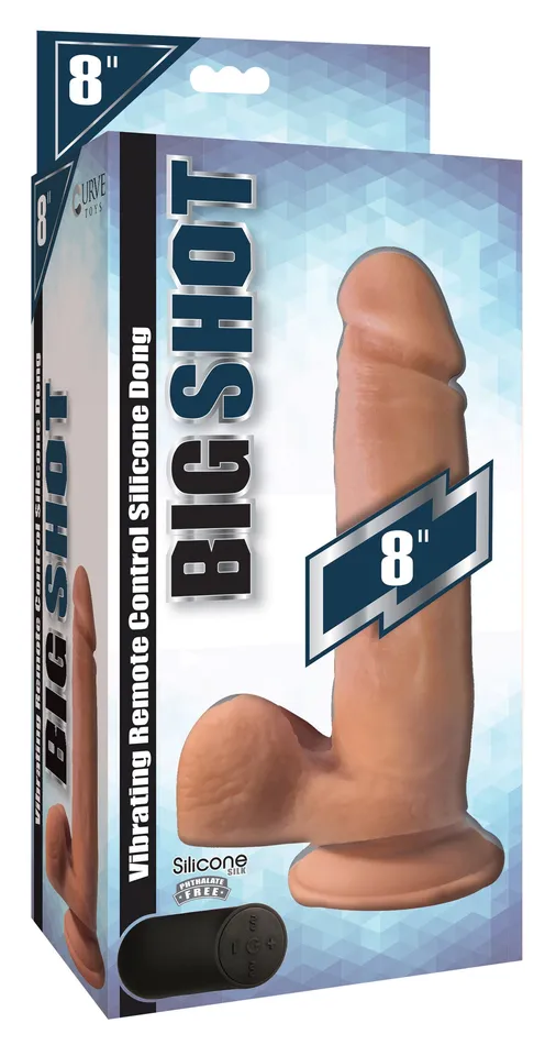 Big Shot Female Sex Toys | Big Shot Vibrating Remote Control Silicone Dildo with Balls - 8 Inch