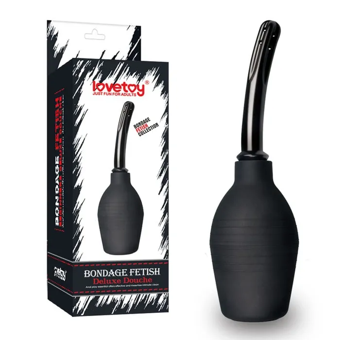 Bondage Fetish Deluxe Douche Black Unisex Curved Douche 310 ml capacity Lovetoy Anal