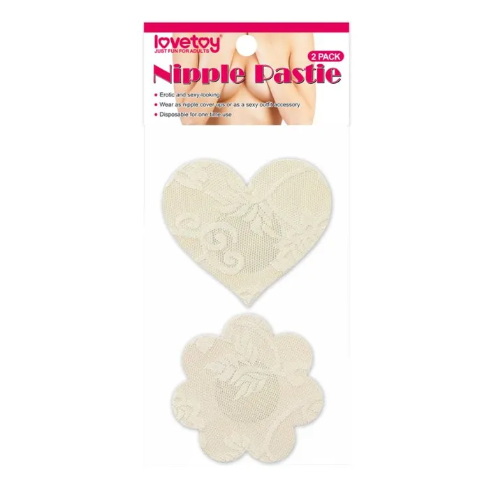Couples Lovetoy Lace Heart and Flower Nipple Pasties Twin Pack