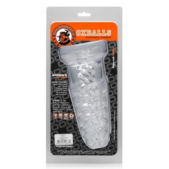 Dildos | OxBalls ScrewD Super Squish Corkscrew Jackoff Toy Clear