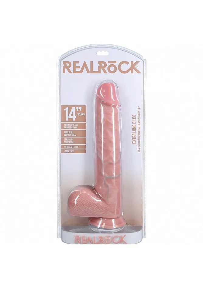 Dildos RealRock Extra Long with Balls 14 Inches Shots