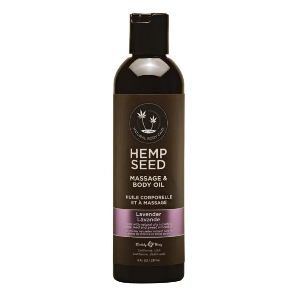 Earthly Body Couples | Hemp Seed Massage & Body Oil - Lavender Scented - 237 ml Bottle Earthly Body Couples | Hemp Seed Massage & Body Oil - Lavender Scented - 237 ml Bottle