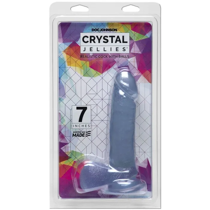 Female Sex Toys | Crystal Jellies 7 in Realistic Cock With Balls Clear