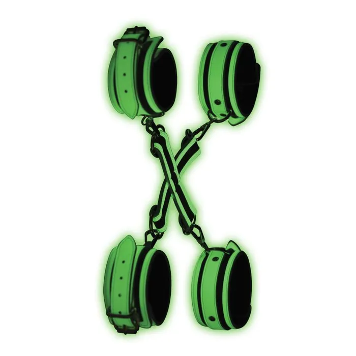Female Sex Toys | Master Series Kink In the Dark Glowing Hog Tie Set Flouro Green