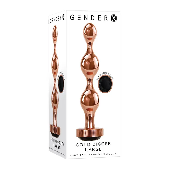 Gender X Anal | Gender X GOLD DIGGER Large - Rose Gold Large Butt Plug with Black Gem Base Gender X Anal | Gender X GOLD DIGGER Large - Rose Gold Large Butt Plug with Black Gem Base