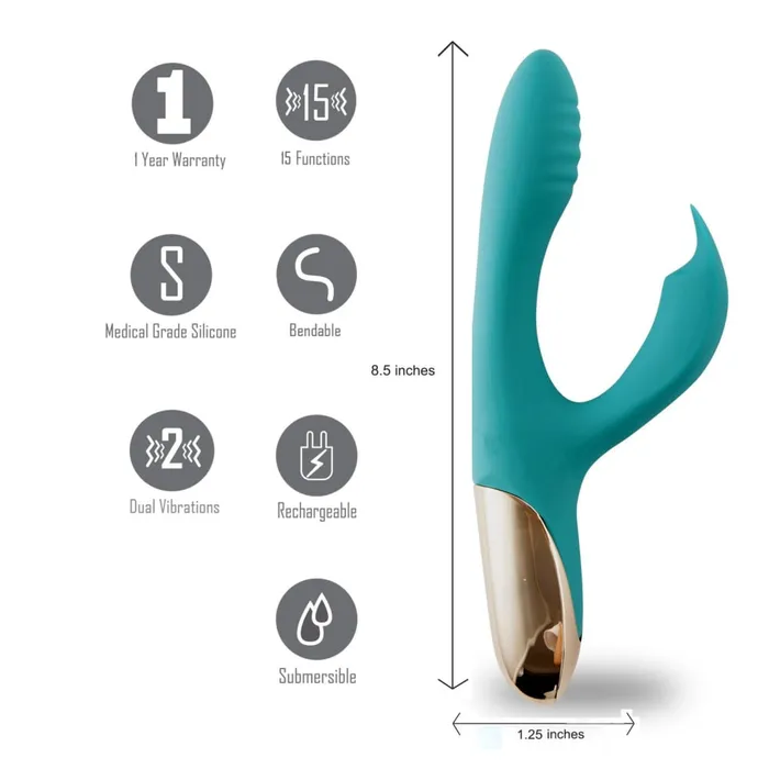 Maia Toys Female Sex Toys | Maia Skyler - Green 21.6 cm USB Rechargeable Bendable Rabbit Vibrator