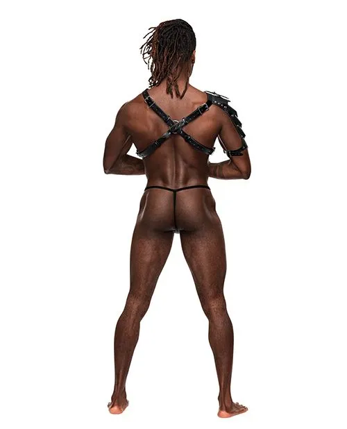 Maithuna Toys Aquarius PU Leather Chest Harness w/Half Sleeve Black | Restraints