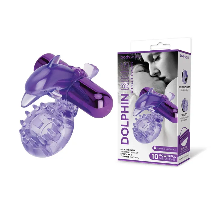 Male Sex Toys Bodywand Rechargeable Dolphin Ring with Clit Ticklers Bodywand