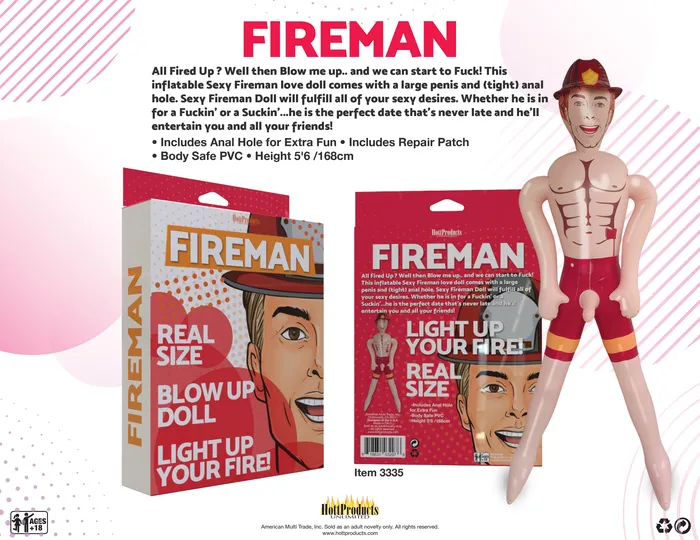 Male Sex Toys Fireman Inflatable Party Doll Hott Products