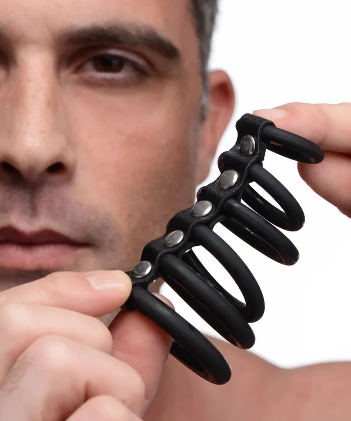 Male Sex Toys | Strict 6 Ring Silicone Chastity Device