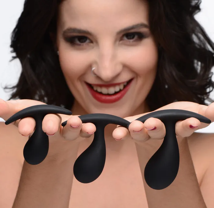Master Series Anal Dark Droplets 3 Piece Curved Silicone Anal Trainer Set