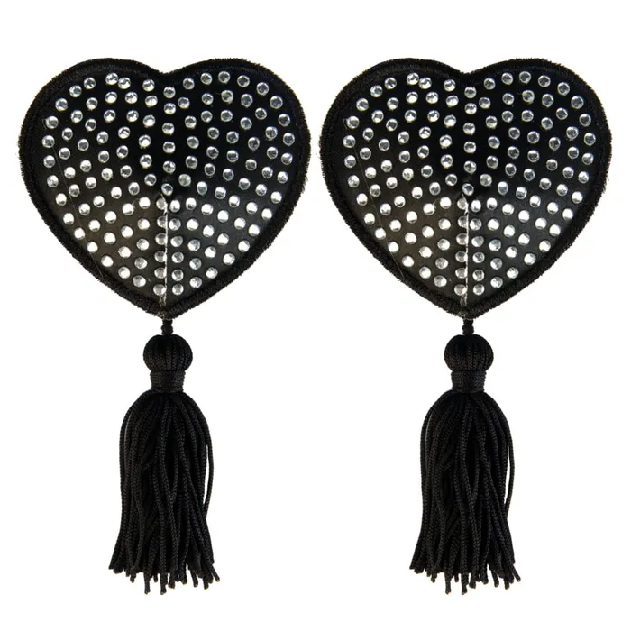 Peekaboo Pasties Vibrators White Satin w White Stone and Tassel Pastie