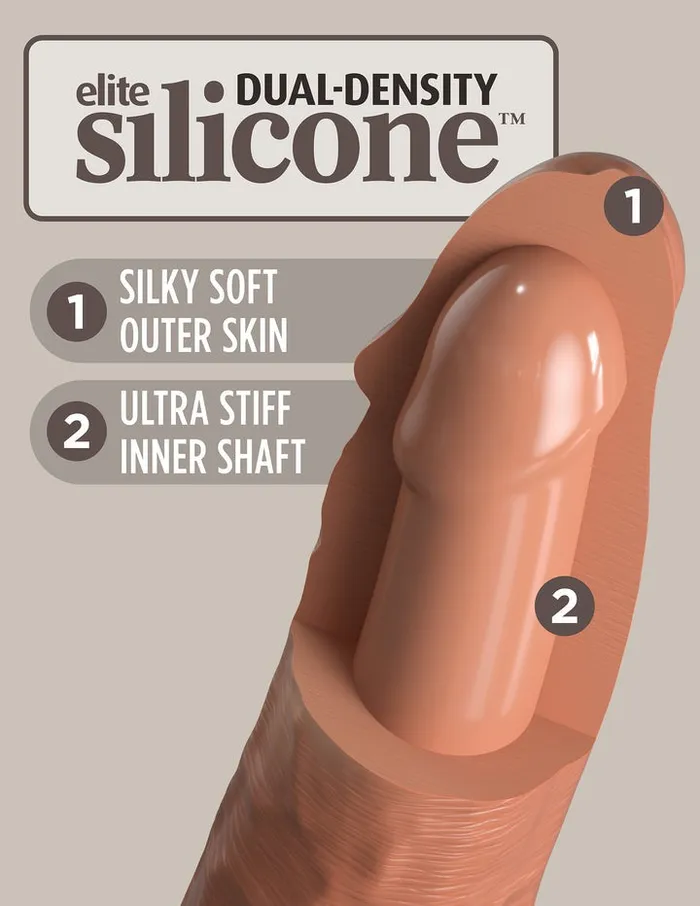 Pipedream Female Sex Toys | King Cock Elite 8'' Dual Density Cock TAN Realistic Dildo Suction Cup Sex Toy