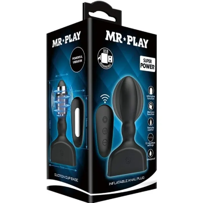 Pretty Love Anal Mr Play Inflatable Anal butt plug Remote Control Black