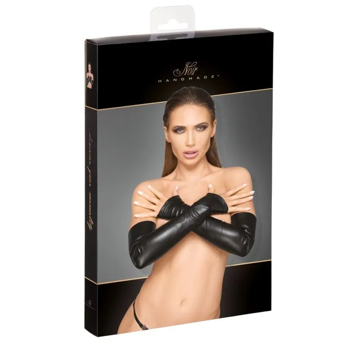 Restraints Noir Elastic Eco Leather Fingerless Gloves