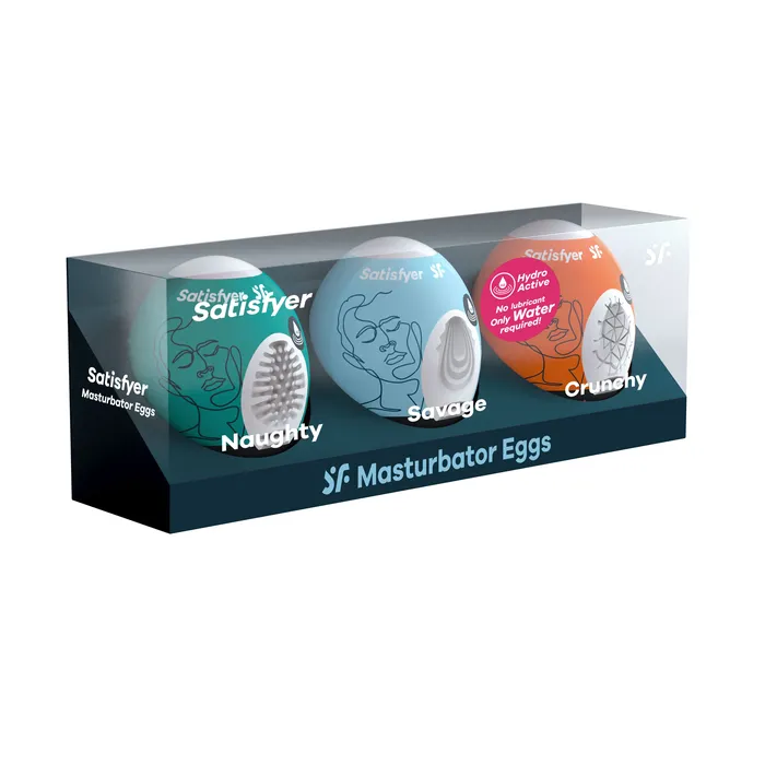 Satisfyer 3 Pc Set Masturbator Egg Naughty Savage Crunchy Male Sex Toys