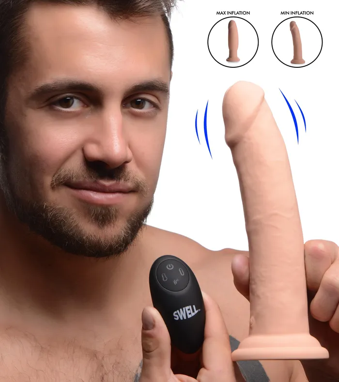 Swell Anal | 7X Inflatable and Vibrating Remote Control Silicone Dildo - 8.5 Inch