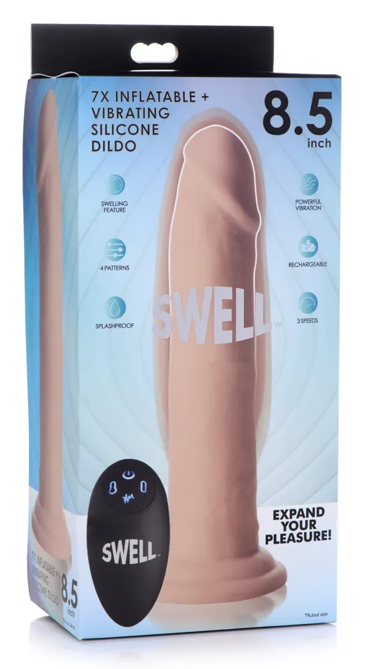 Swell Anal | 7X Inflatable and Vibrating Remote Control Silicone Dildo - 8.5 Inch