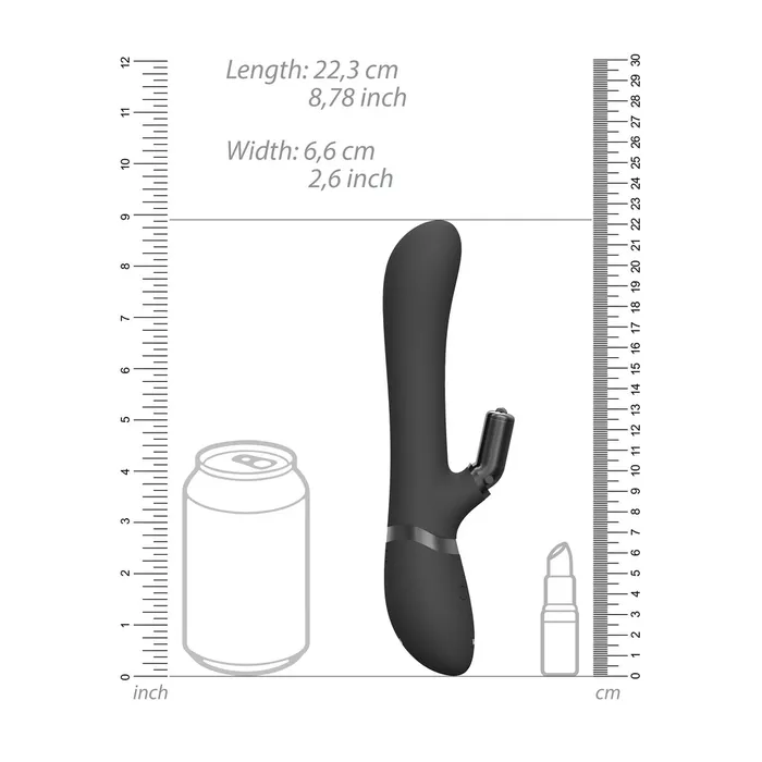 Vibrators | Vive Chou Double Action Interchangeable Rabbit Vibrator Black - Shots Toys