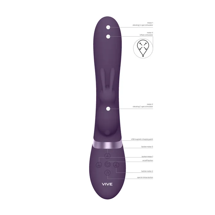 Vive Taka Triple Action Automatic Inflatable Vibrator Purple | Shots Toys Vibrators