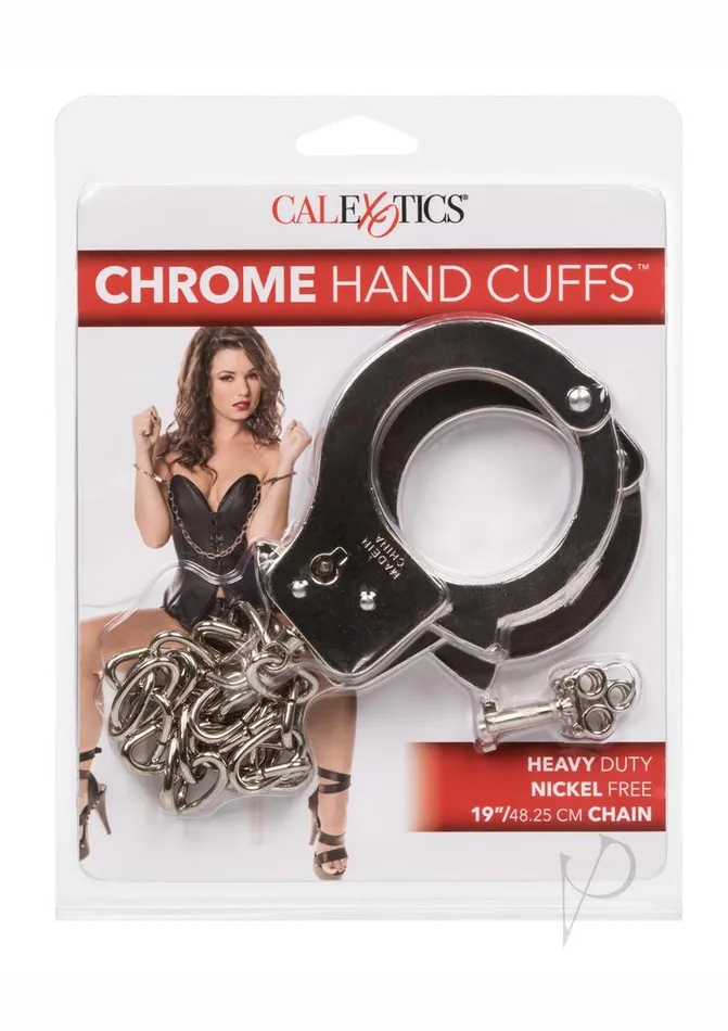 CalExotics Female Sex Toys | Chrome Hand Cuffs with Chain