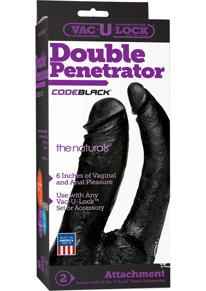 Dildos | Vac-U-Lock Vac-U-Lock Codeblack Double Penetrator Dildo