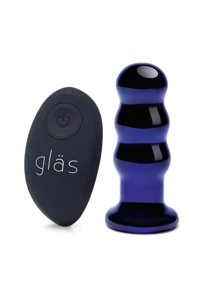 Glas Anal Glas Rechargeable Remote Controlled Vibrating Glass Beaded Buttplug