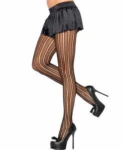 Leg Avenue Anal Striped chevron net pantyhose OS BLACK