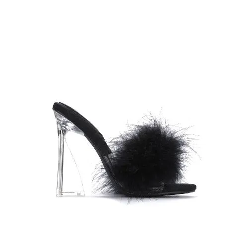 Stella Shoes Male Sex Toys High Heel Slipper With Feather Detail