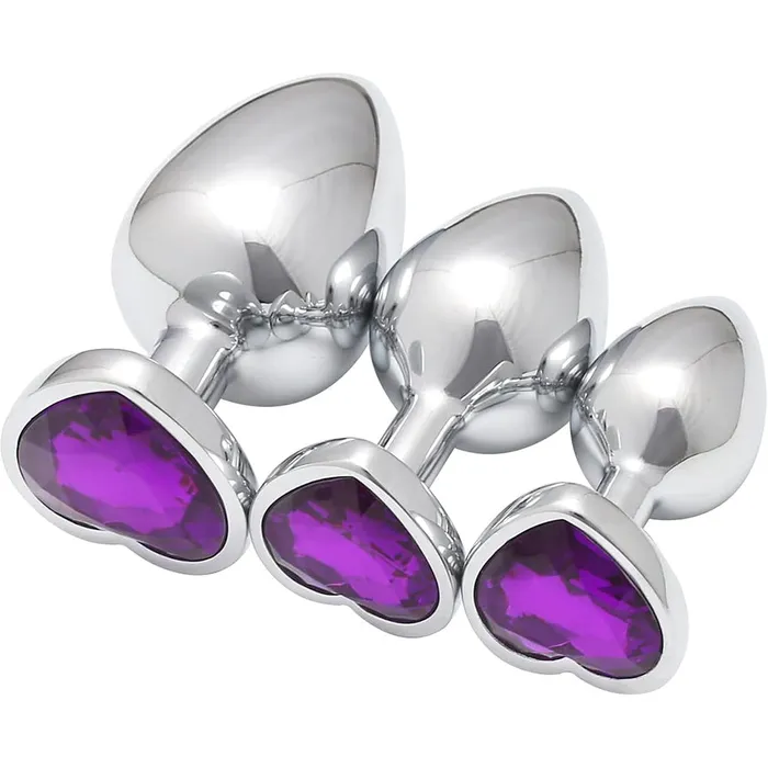 3 Pcs Luxury Jewelry Design Anal Butt Plug (Light Purple/Heard Shape) | Aimitoy Anal 3 Pcs Luxury Jewelry Design Anal Butt Plug (Light Purple/Heard Shape) | Aimitoy Anal