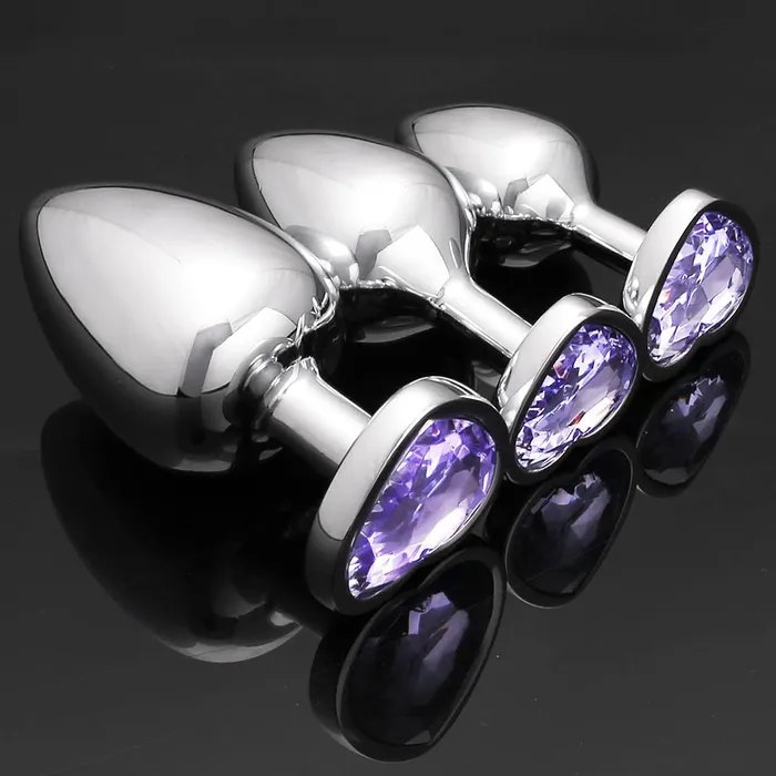 3 Pcs Luxury Jewelry Design Anal Butt Plug (Light Purple/Heard Shape) | Aimitoy Anal 3 Pcs Luxury Jewelry Design Anal Butt Plug (Light Purple/Heard Shape) | Aimitoy Anal