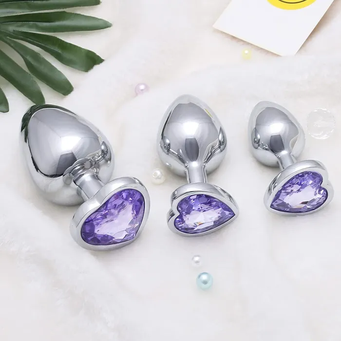 3 Pcs Luxury Jewelry Design Anal Butt Plug (Light Purple/Heard Shape) | Aimitoy Anal 3 Pcs Luxury Jewelry Design Anal Butt Plug (Light Purple/Heard Shape) | Aimitoy Anal